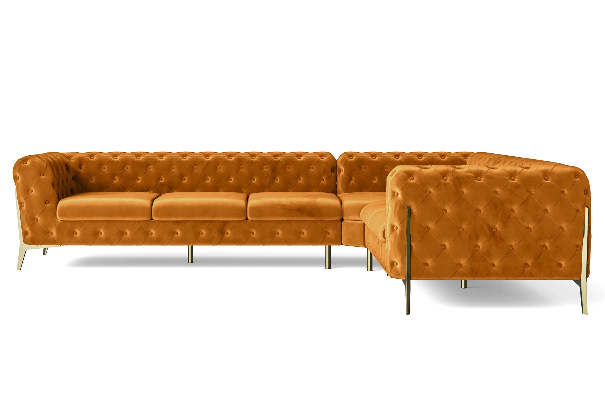 Vito 6 Seater Corner Sofa Gold Velvet