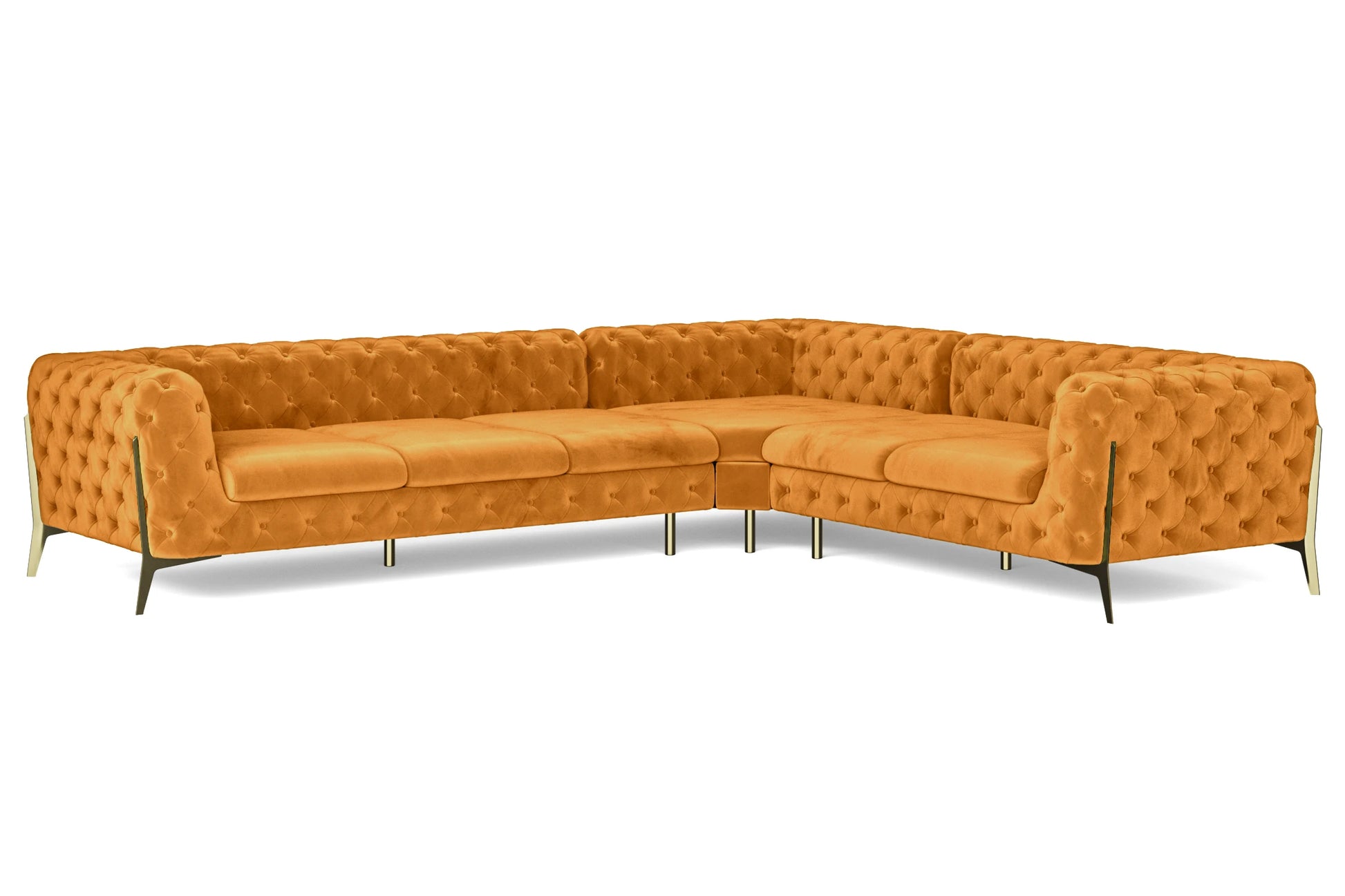 Vito 6 Seater Corner Sofa Gold Velvet