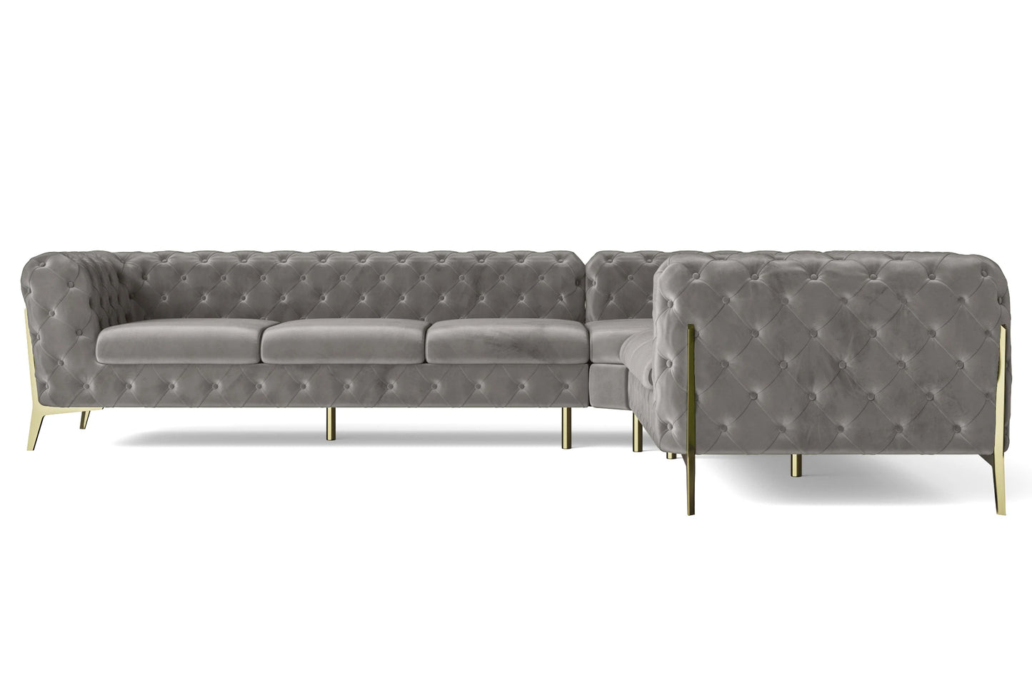 Vito 6 Seater Corner Sofa Grey Velvet