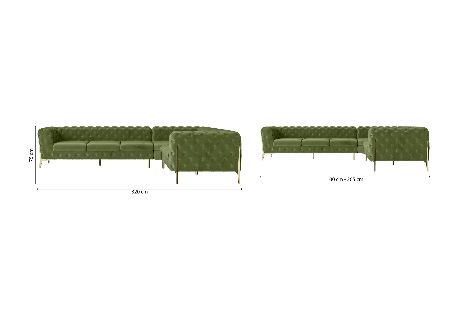 Vito 6 Seater Corner Sofa Lime Velvet