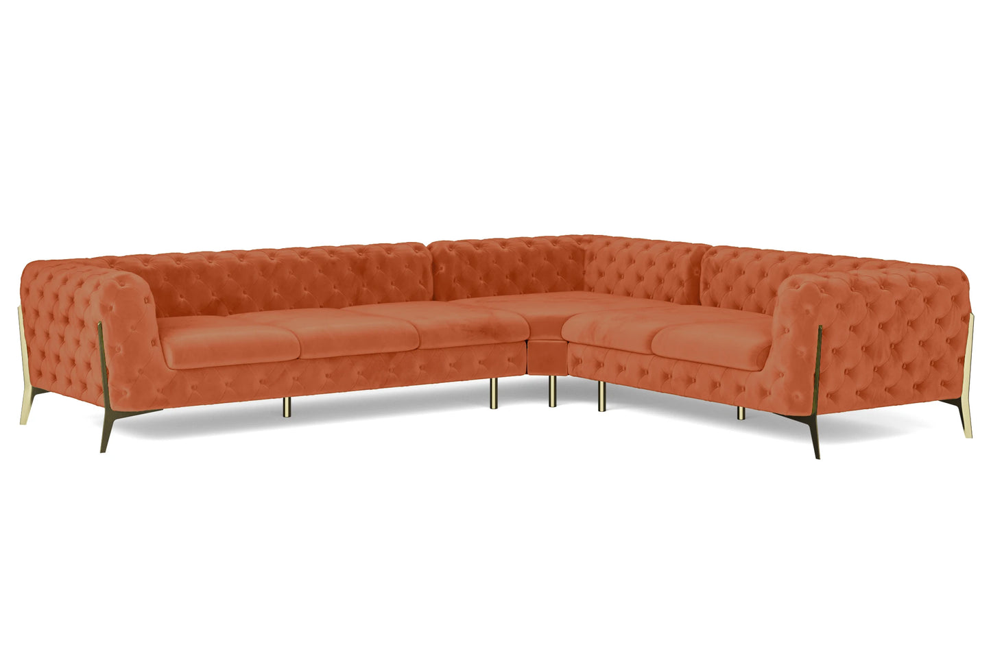 Vito 6 Seater Corner Sofa Orange Velvet