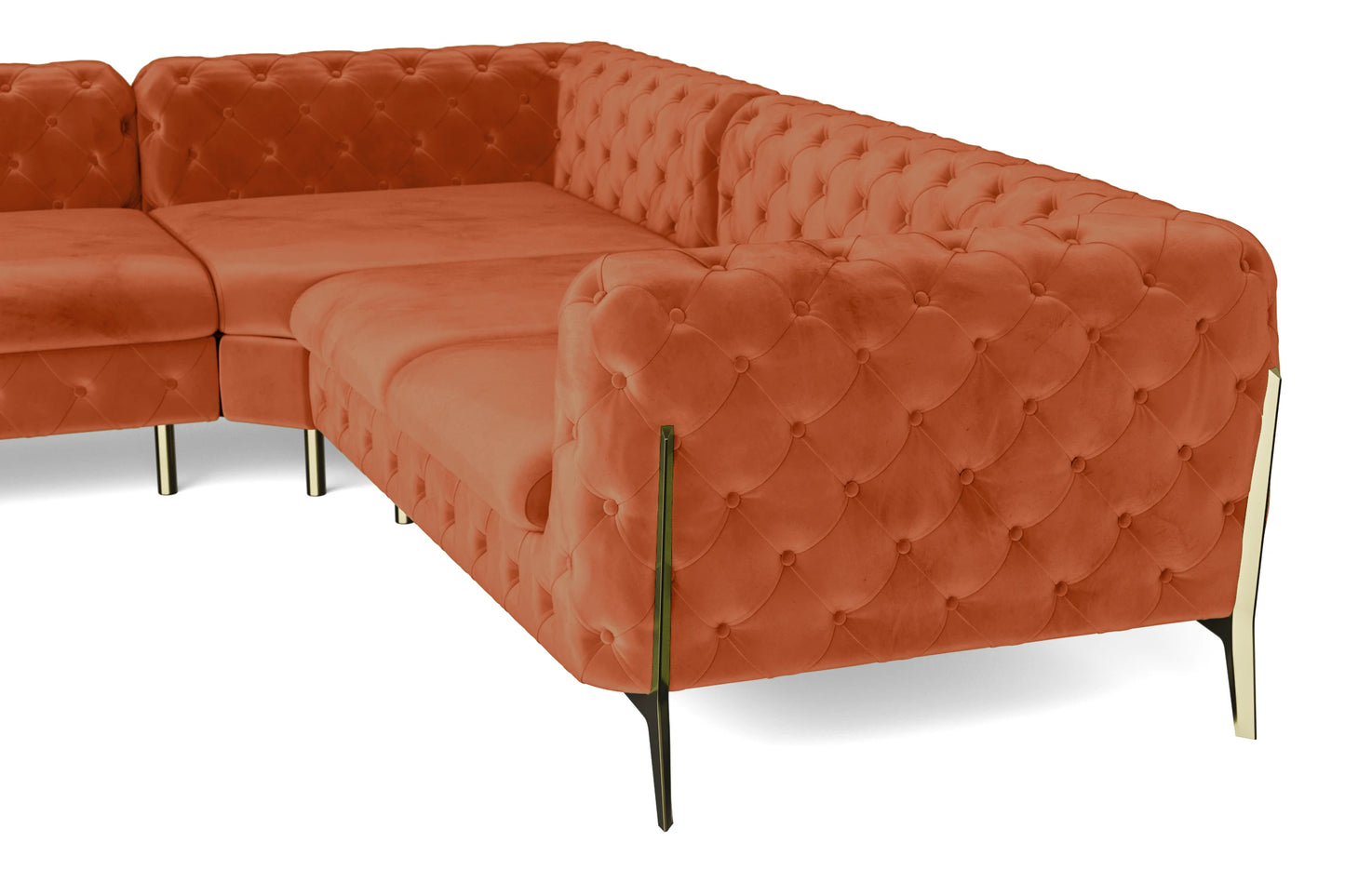 Vito 6 Seater Corner Sofa Orange Velvet