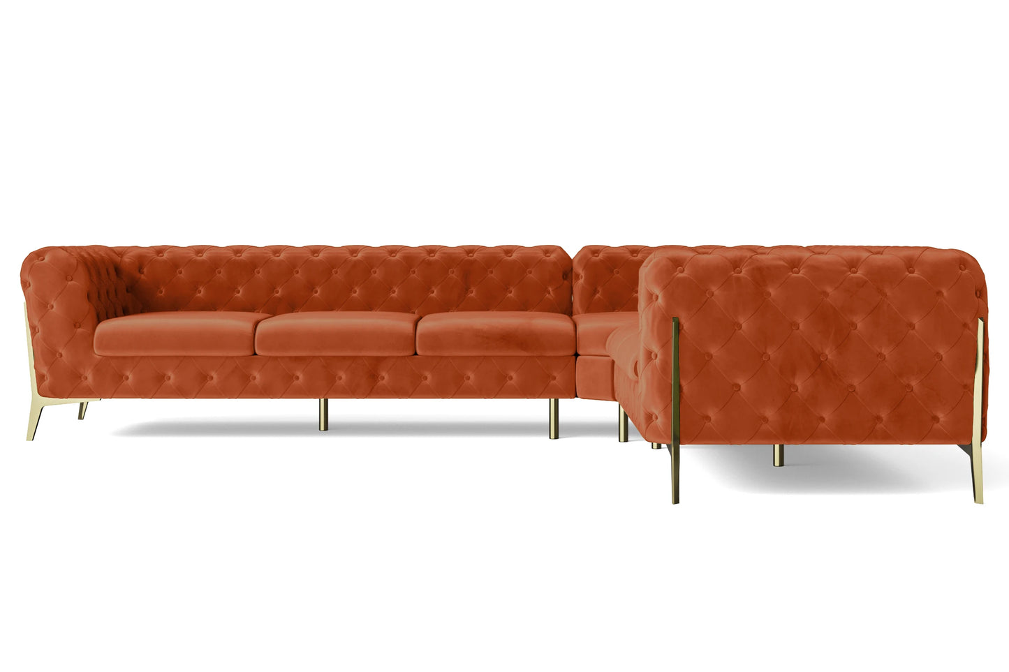 Vito 6 Seater Corner Sofa Orange Velvet