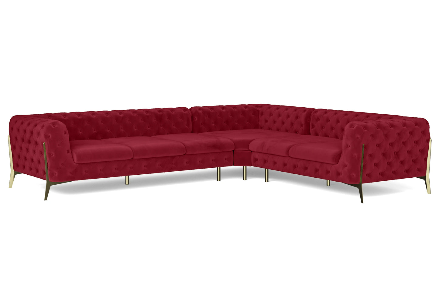 Vito 6 Seater Corner Sofa Red Velvet