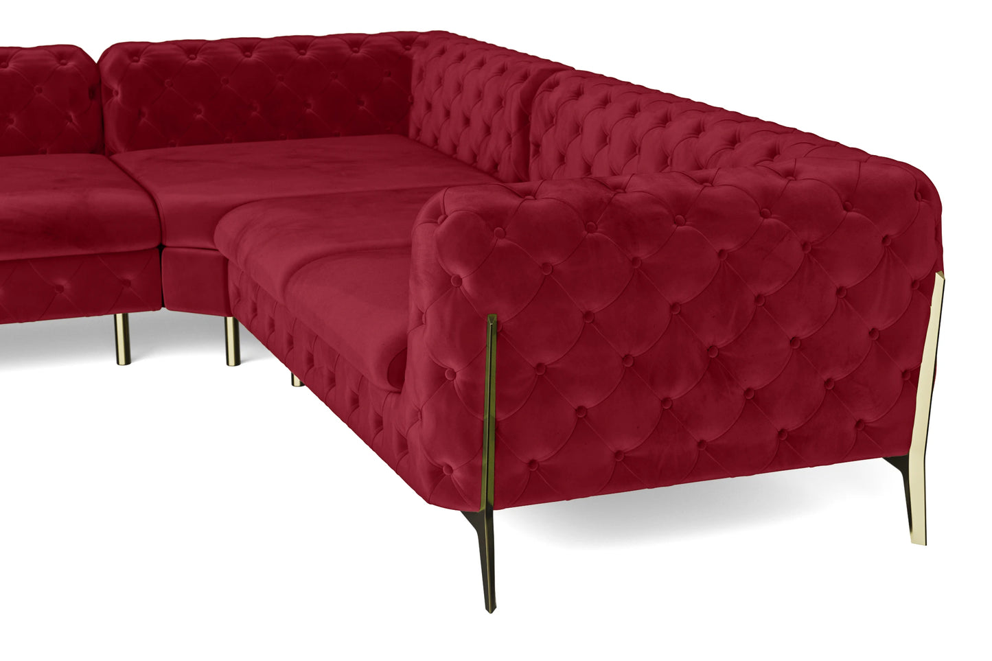 Vito 6 Seater Corner Sofa Red Velvet