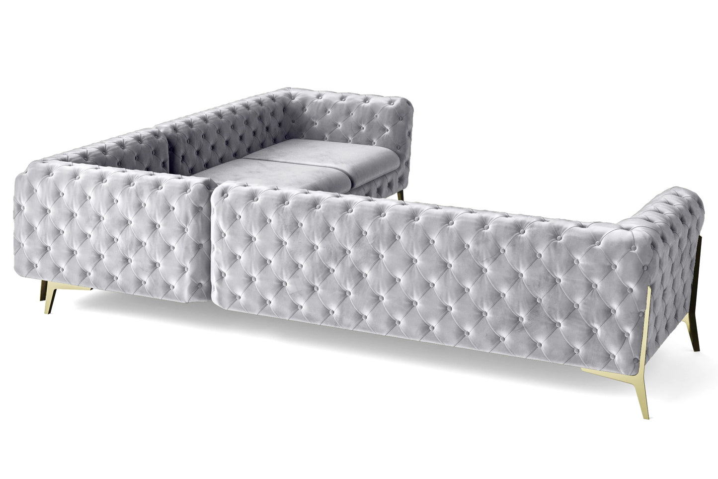 Vito 6 Seater Corner Sofa Silver Velvet