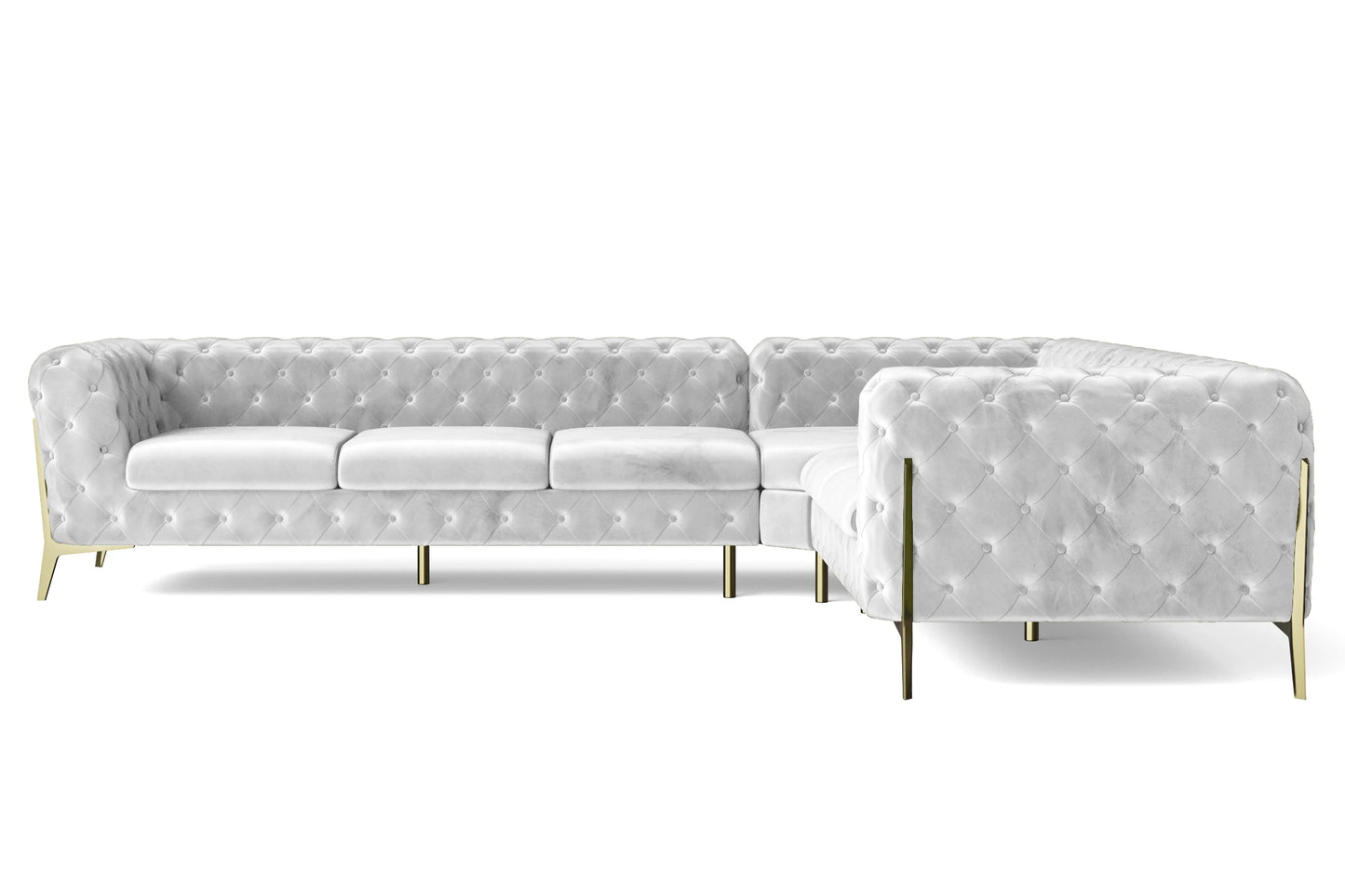 Vito 6 Seater Corner Sofa White Velvet