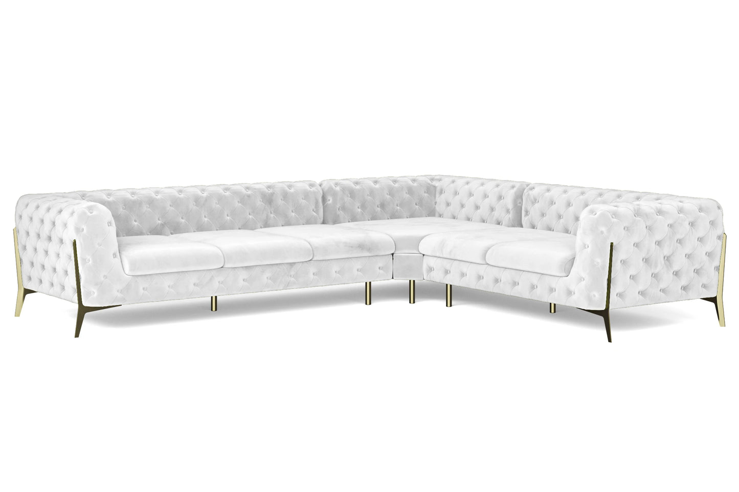 Vito 6 Seater Corner Sofa White Velvet