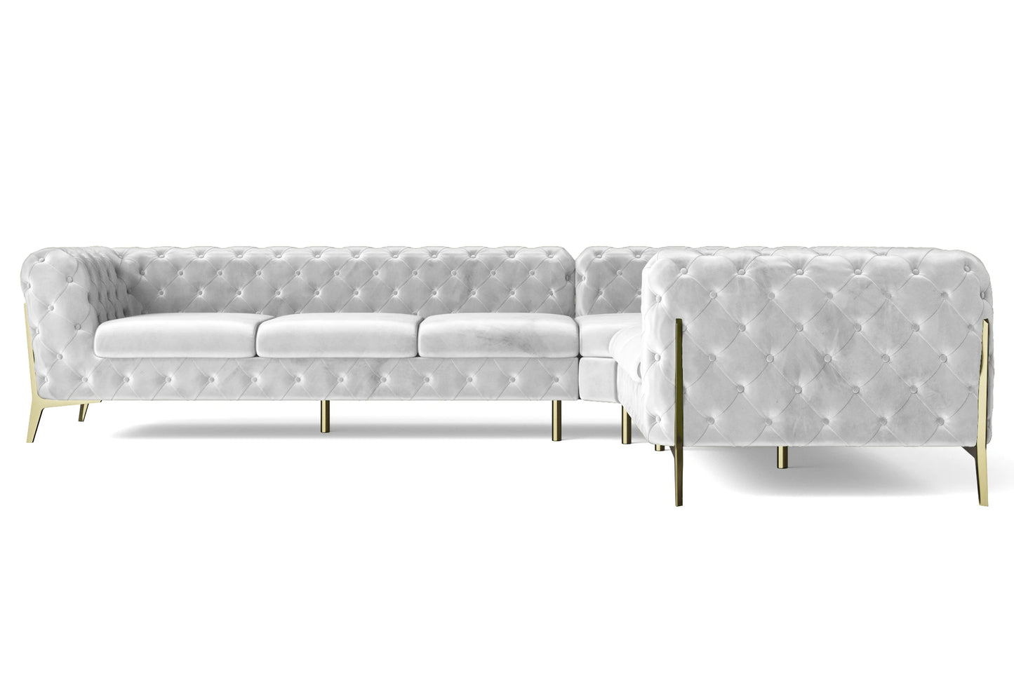 Vito 6 Seater Corner Sofa White Velvet