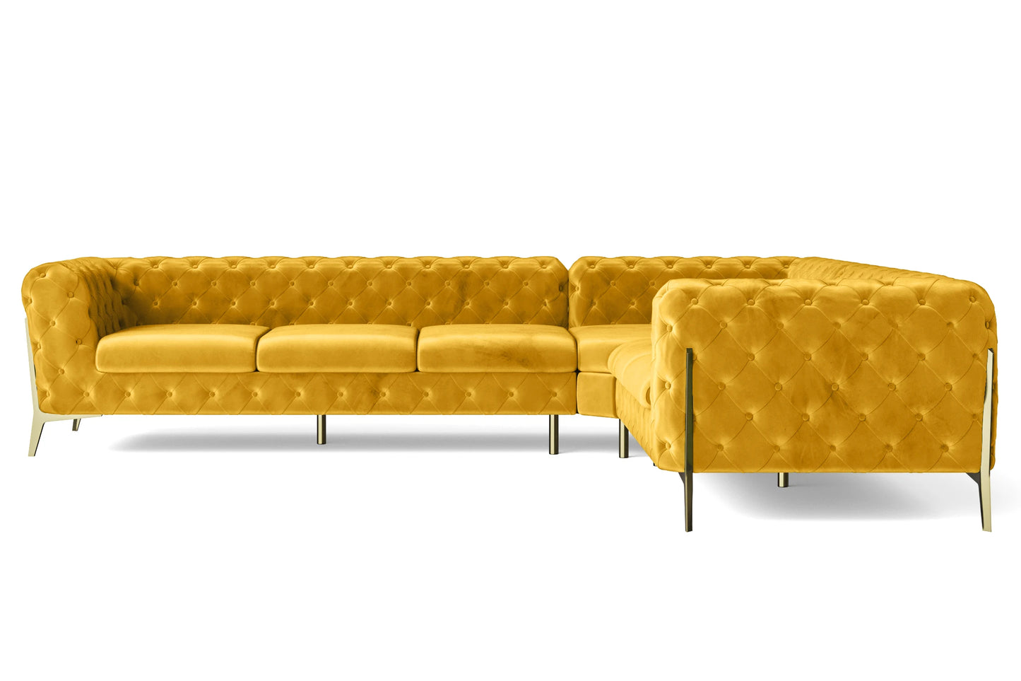 Vito 6 Seater Corner Sofa Yellow Velvet