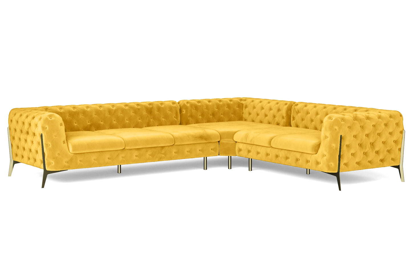 Vito 6 Seater Corner Sofa Yellow Velvet