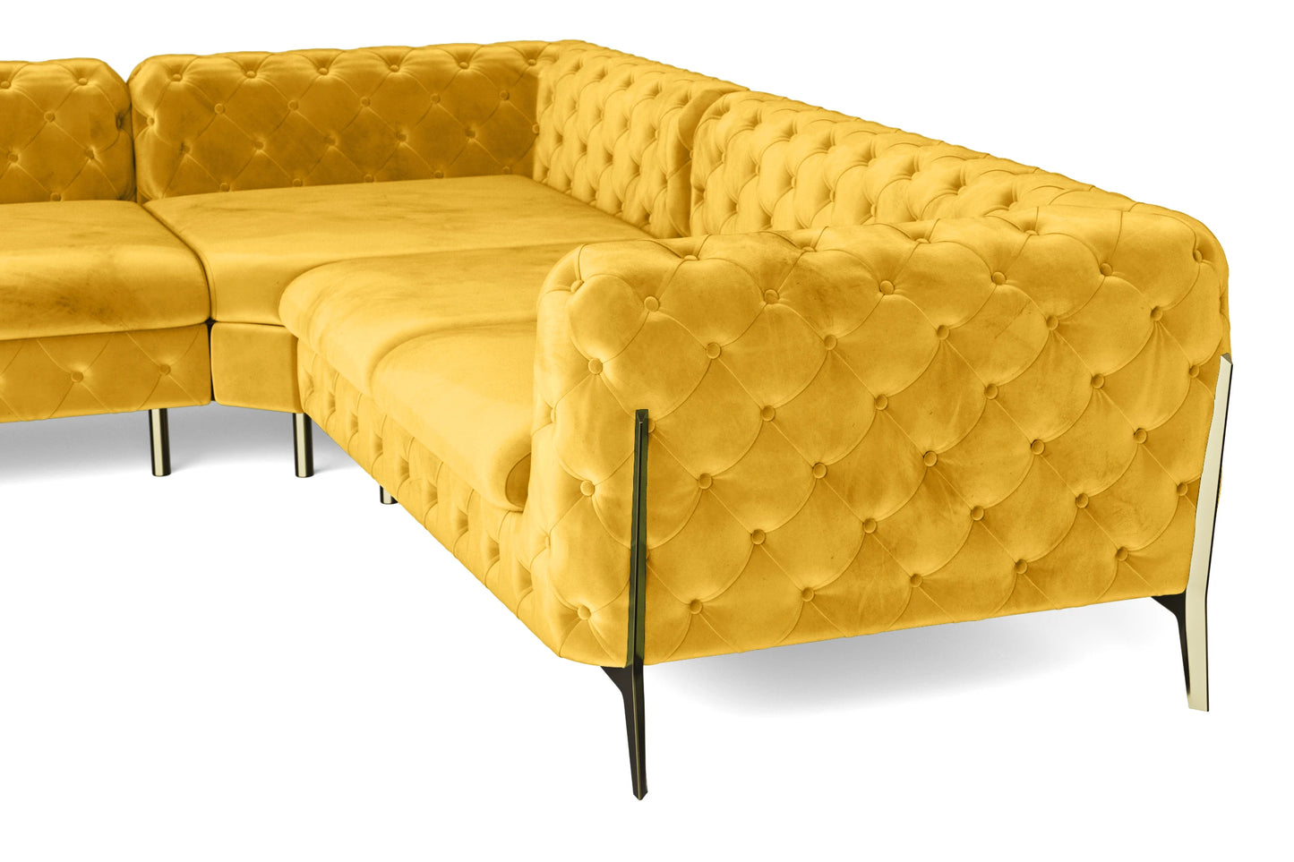 Vito 6 Seater Corner Sofa Yellow Velvet