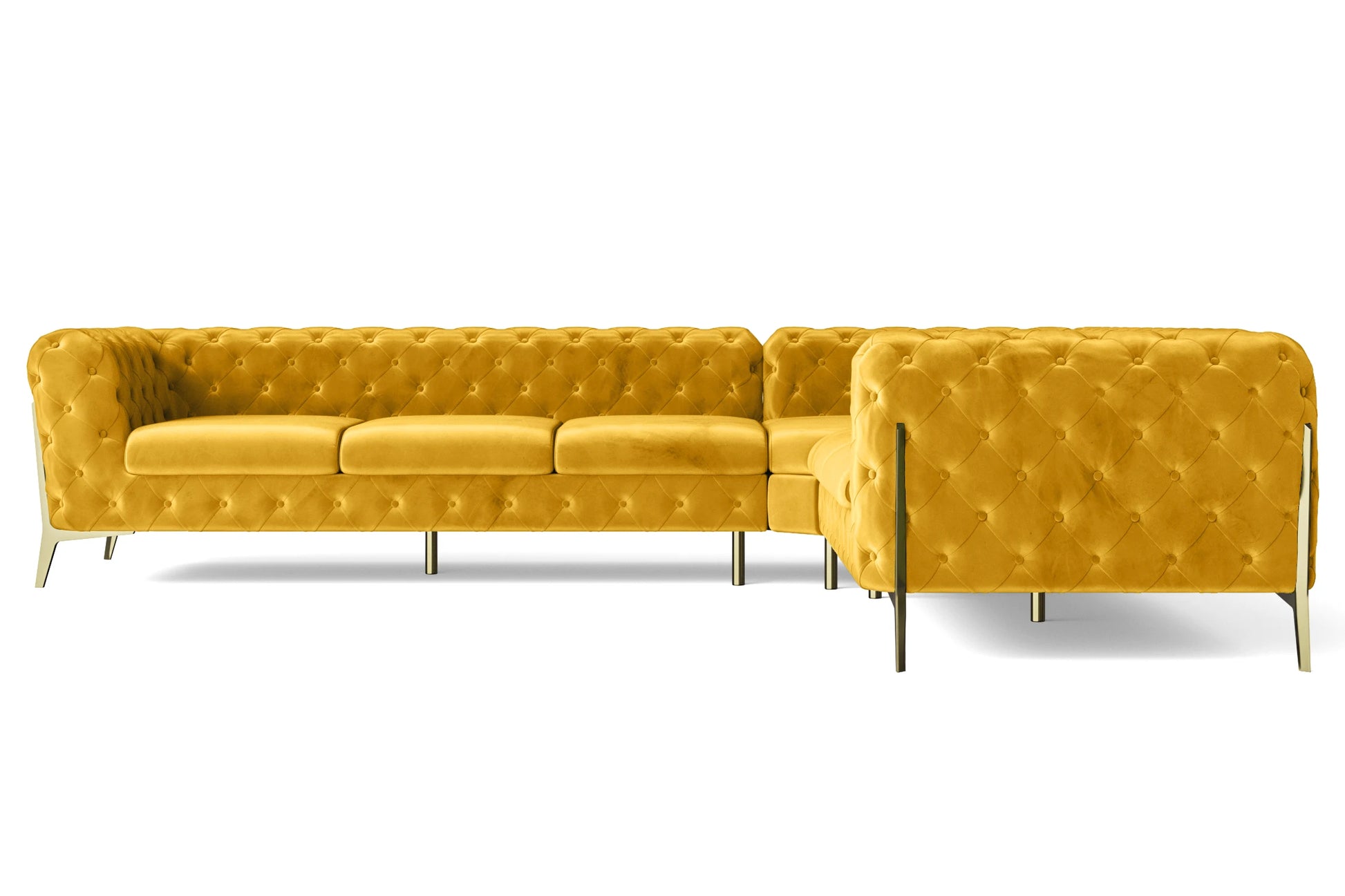 Vito 6 Seater Corner Sofa Yellow Velvet